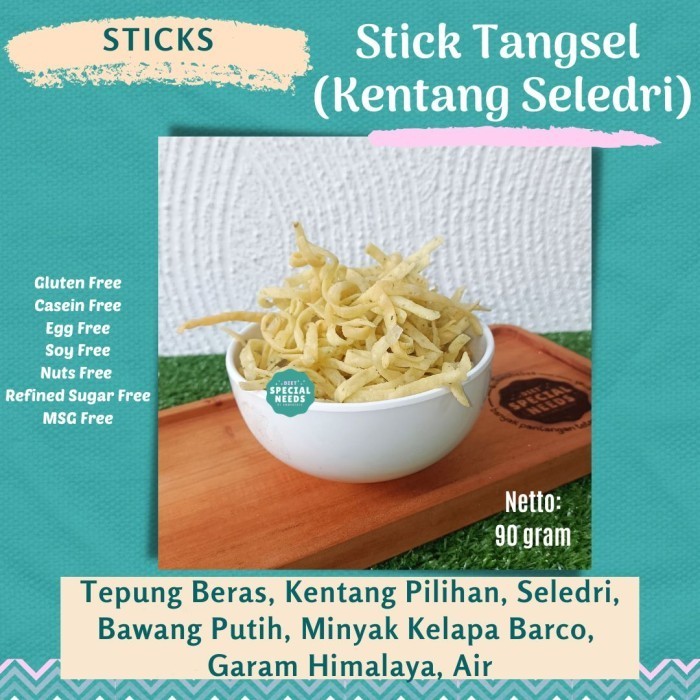 

New STIK KENTANG SELEDRI TANGSEL Renyah Gurih FREE of Gluten Egg MSG Sugar