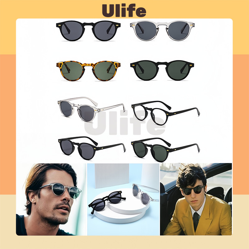 Kacamata Hitam Retro Bingkai Bulat Bingkai Kecil Tren Pria Wanita Modis / Kacamata Hitam Retro Gaya 