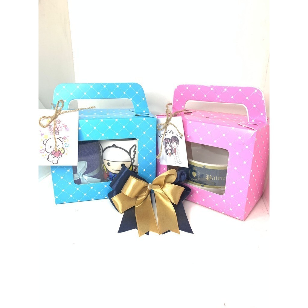 

5 PCS SOUVENIR BOX POLKADOT MIKA 16X10X13 CM TENTENG