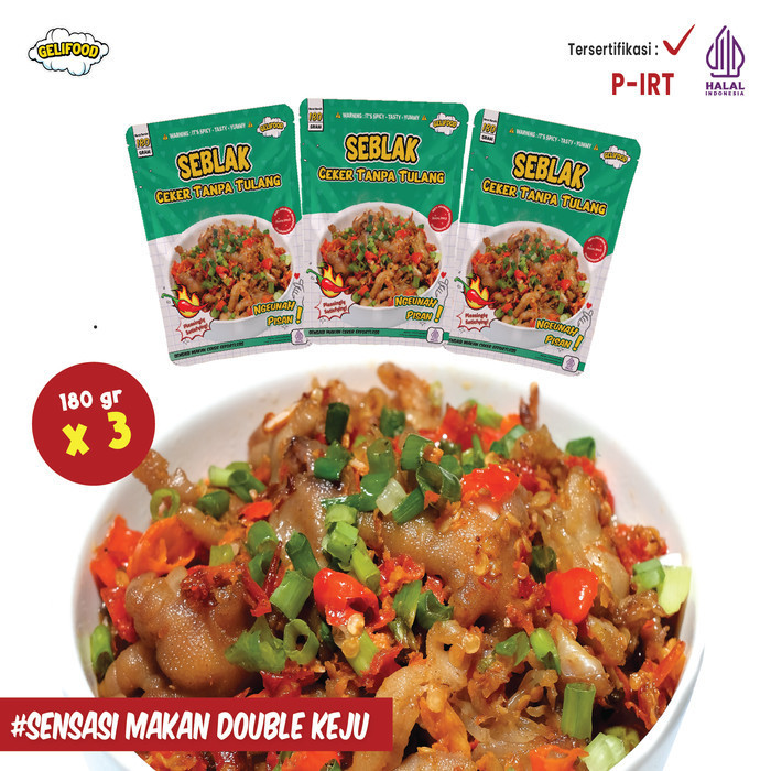 

New Gelifood Combo 3pcs Seblak Ceker Tanpa Tulang Super Pedas