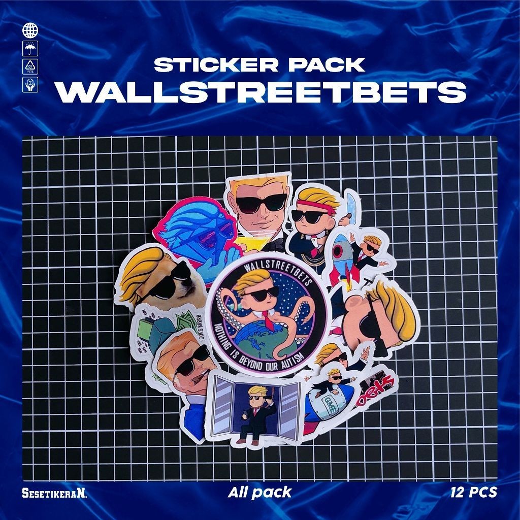 

COD✨ Sesetikeran Stiker Pack Kartun WallStreetBets Colorfull Keren Untuk Koper Laptop Skateboard