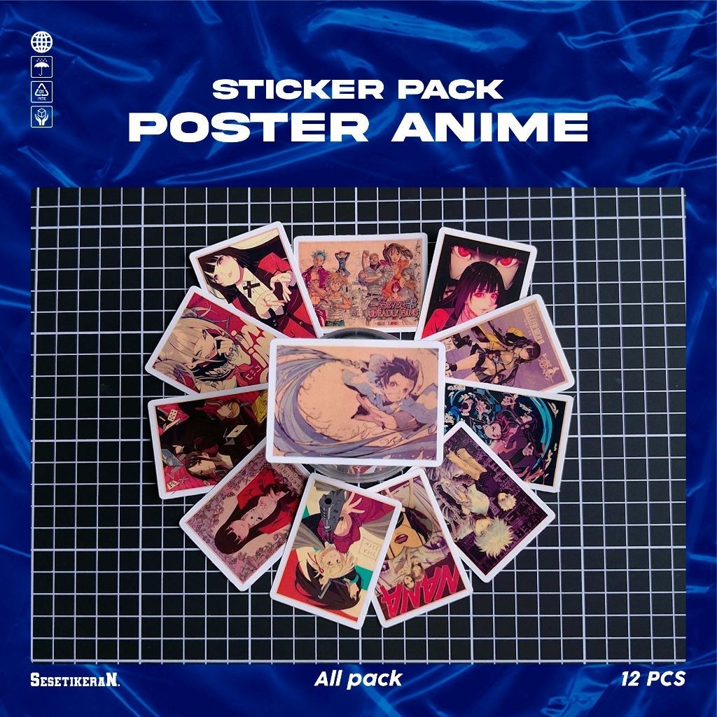

COD✨ Sesetikeran Stiker Pack Poster Kertas Kraft Motif Kartun Anime Colorfull Keren Untuk Koper Laptop Skateboard