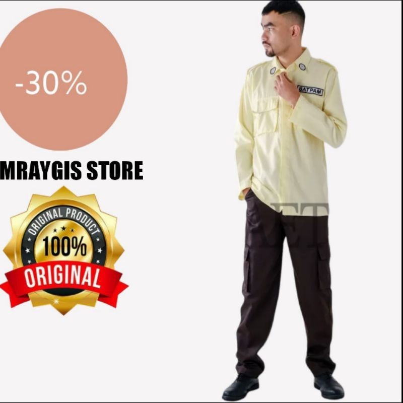 Mssashop 1 stel seragan satpam pdl/pdh.seragam satpam pdl cream baju+celana murah kualitas original 