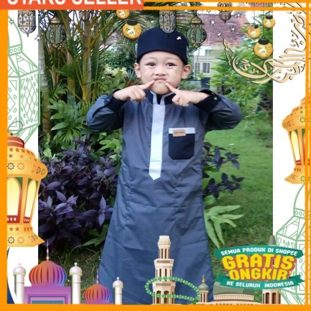 Jubah Premium koko gamis busana muslim anak laki laki Bahan katun/ Pink Dusty Fanta Merah muda
