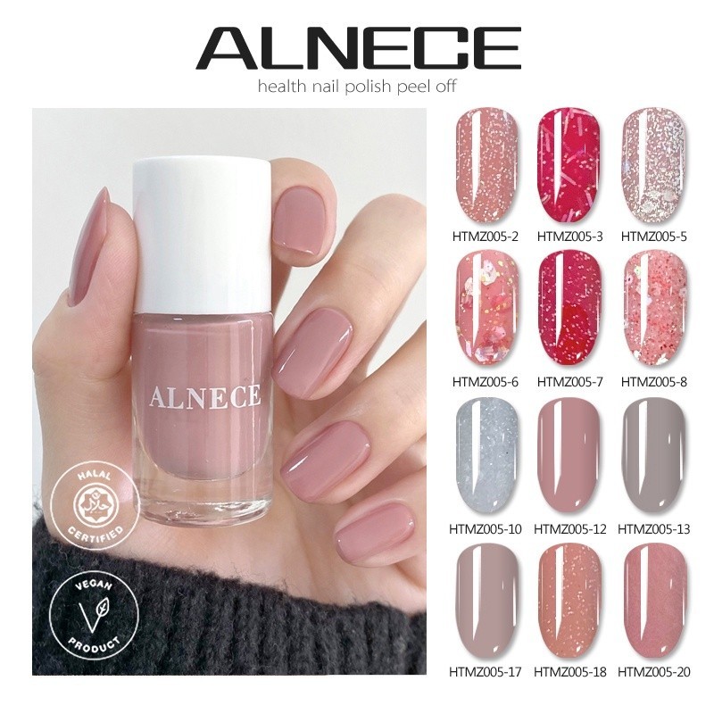 ALNECE ALNECE KUTEK/Bisa sholat/kutek peel off kutek/HALAL KUTEKS/cat kuku halal muslimah Nail polis