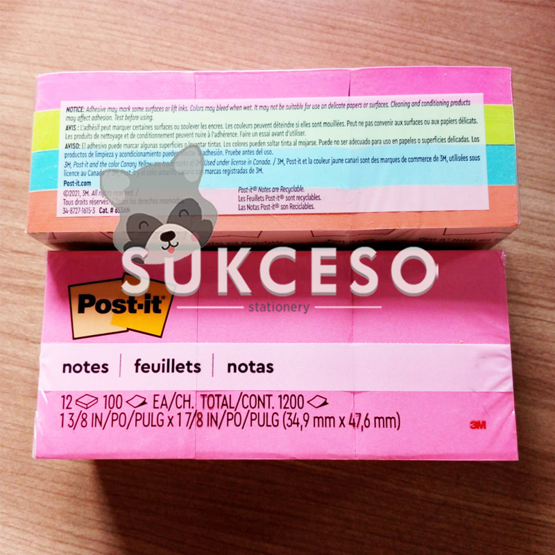 

3M Post It 653 / Sticky Notes Warna 1 Pak Isi 12 Pad
