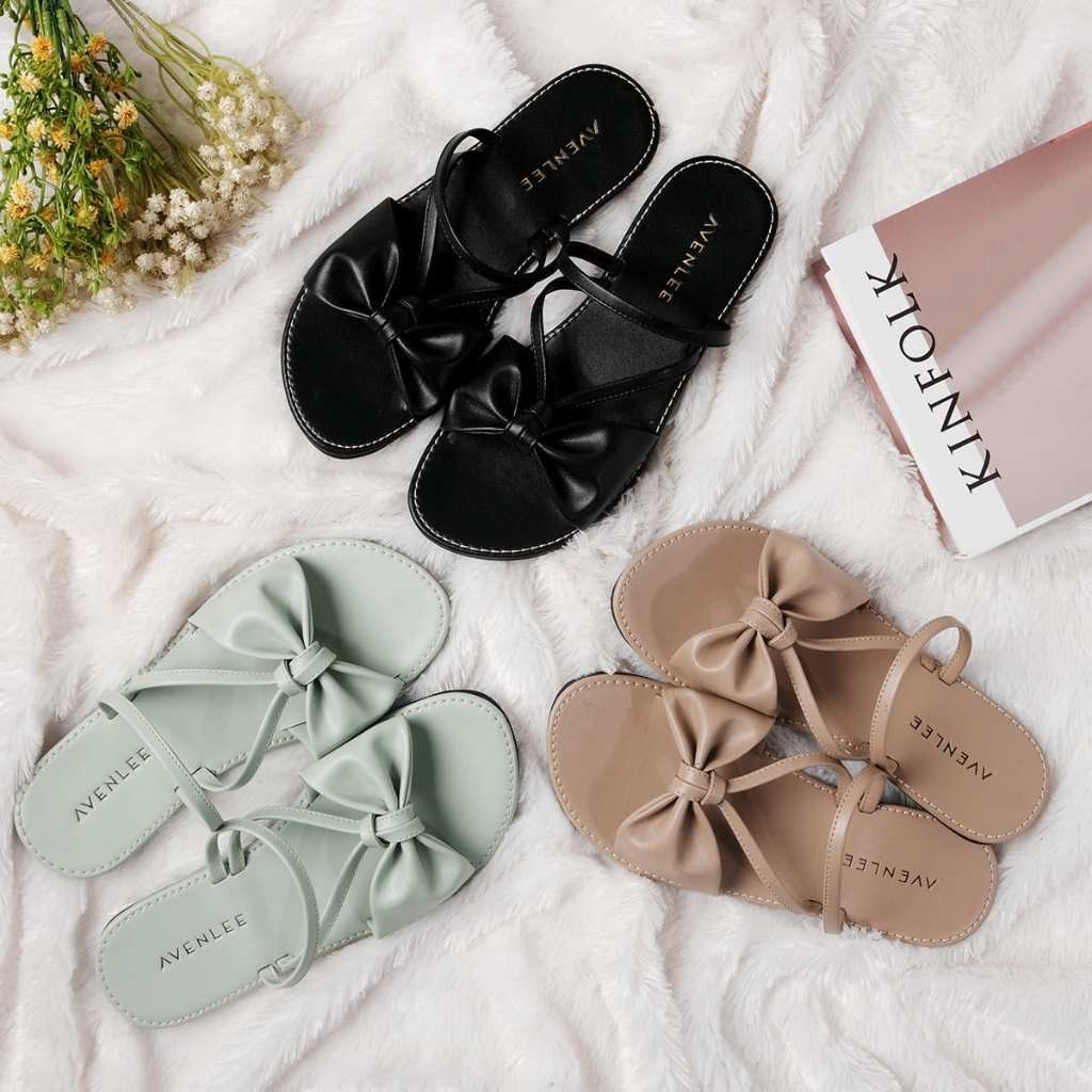 Sandal Slop Wanita Unik Bisa Tali Sol Karet Anti Licin Avenlee Analisa