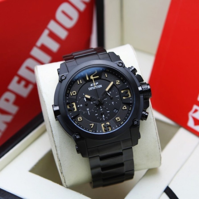 Jam Tangan Pria Expedition E 6605 E6605 Black dial Gold RT