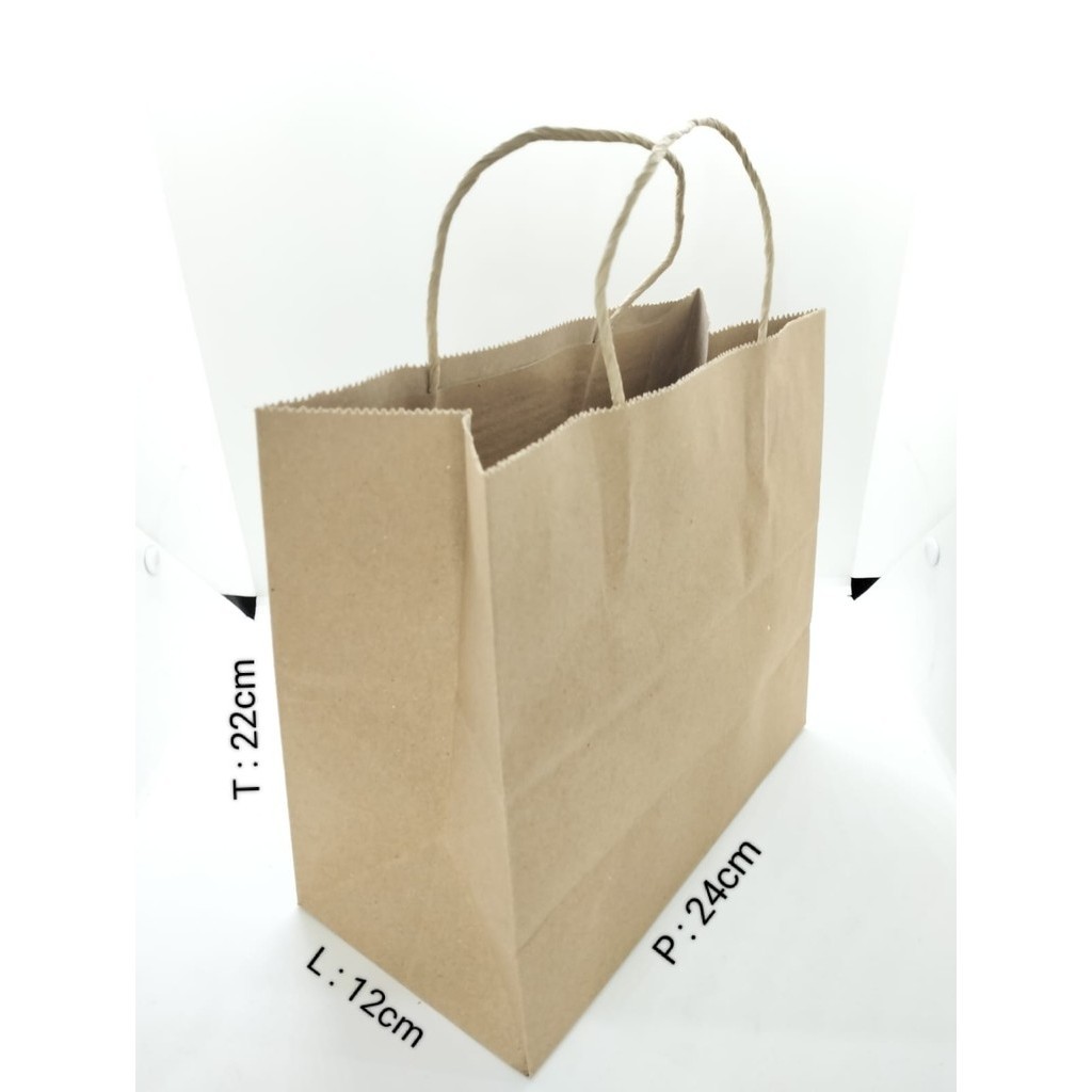 

PAPERBAG COKLAT TALI 24X12X22 CM 10 PCS BROWNIES KECIL