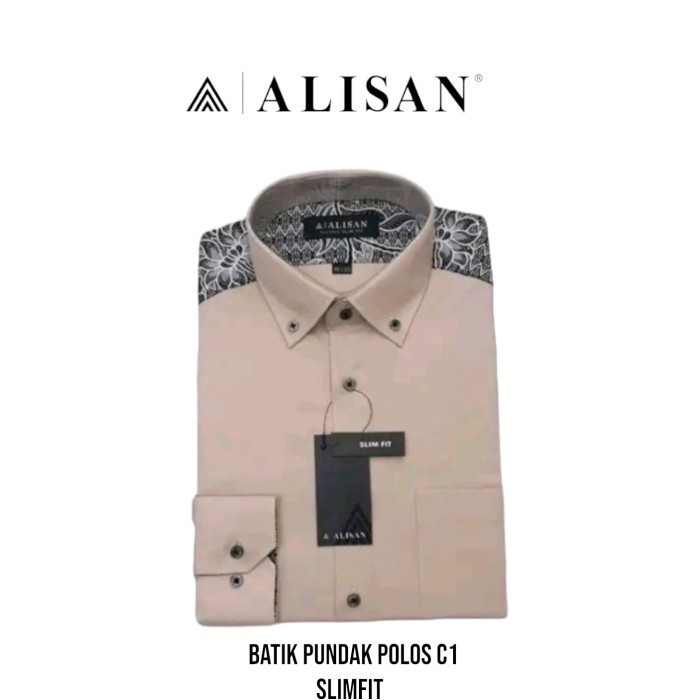 Kemeja Alisan Lengan Panjang Motif Pundak Batik Slimfit - Merah Maroon, XL / 16