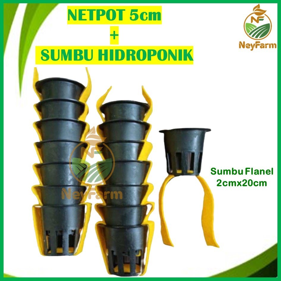 Netpot Hidroponik dan Sumbu Flanel Hidroponik, Netpot Sumbu Flanel Hidroponik
