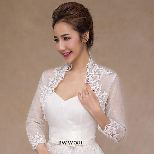 Set Cardigan Bolero Lace Brukat Pesta Wedding Pengantin Putih Bww001