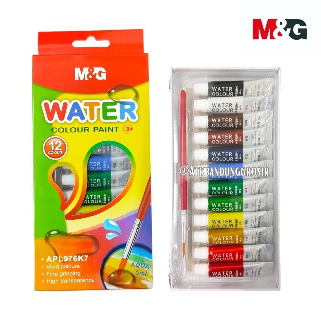 

Cat Air Water Colour Paint M&G 12 Colours / Warna 5 ML #APL976K7 Alat Melukis Free Kuas- SHSNP
