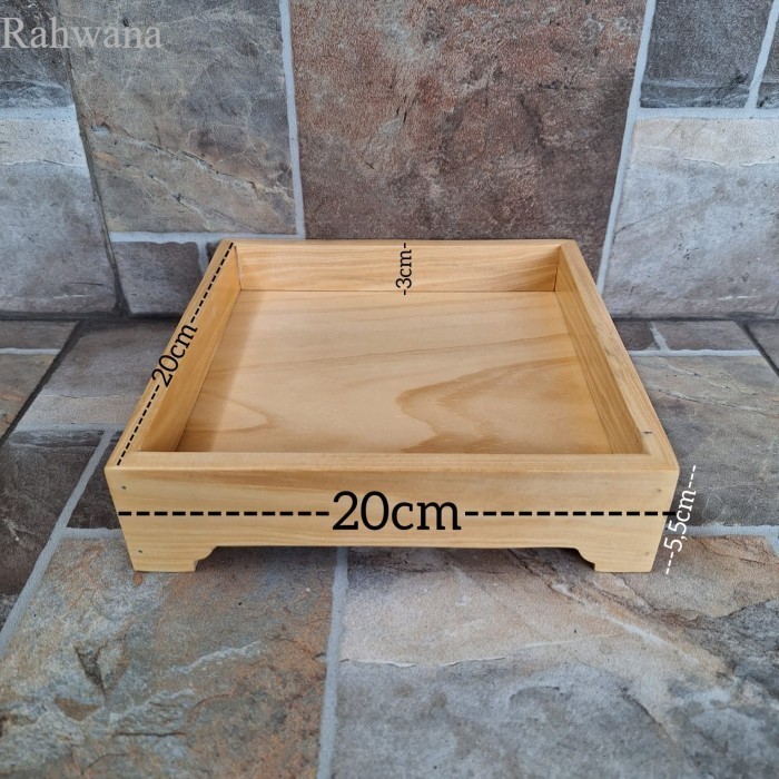 

Baki Kaki 20x20cm/ Wooden Tray/ Nampan Kayu Kaki 20x20 cm - Baki Kaki 20x15 antik