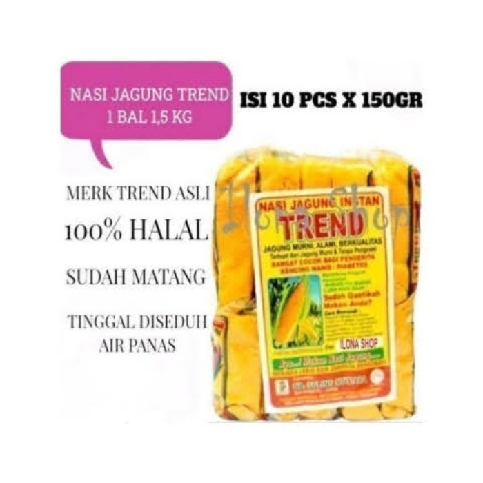 

BERAS / NASI JAGUNG TREND 1 BAL ISI 10 BUNGKUS / GERIT / AMPOK INSTAN