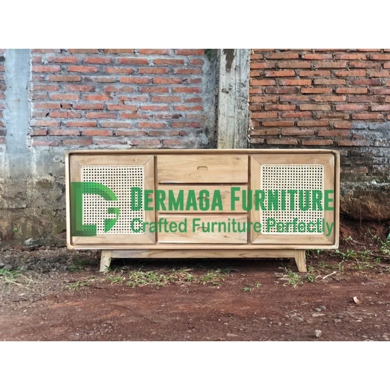 PRE ORDER TV CABINET P2 LC3 ROTAN KAYU JATI BUFFET MINIMALIS TERMURAH KARYA MEBEL  FURNITURE JEPARA