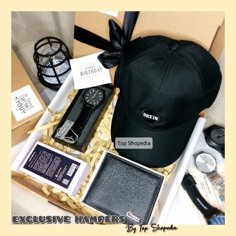 

Hampers Gift box Cowok/Pria Exclusive Untuk Hadiah/Kado isi Jam Tangan | Dompet | Parfum Dll/ Baru Mewah