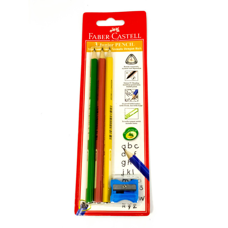 

(HASANS HOME)Faber-Castell Pensil Anak Junior Grip 3 Pcs / Pensil Warna Hitam Faber Castell Isi 3 / Fc Junior Grip Black Pencil Pack Of 3-116503Ind