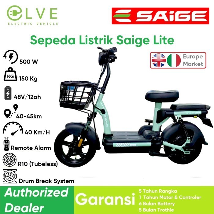 Saige Sepeda Listrik Lite Electric Bike Lite Series - Hijau