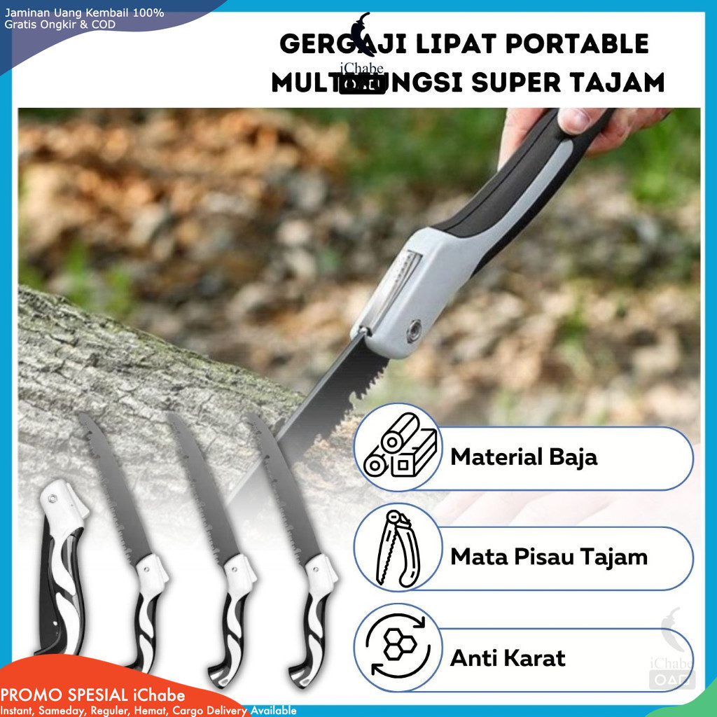 [Bisa COD] Gergaji Lipat Portable Multifungsi 47cm 210mm Portabel Folding Wood Hand Saw / Alat Pemot