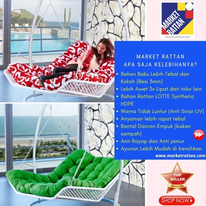 .  KURSI AYUNAN GANTUNG ROTAN SINTETIS BESI JUMBO ANAK ANAK DEWASA TAMAN  .