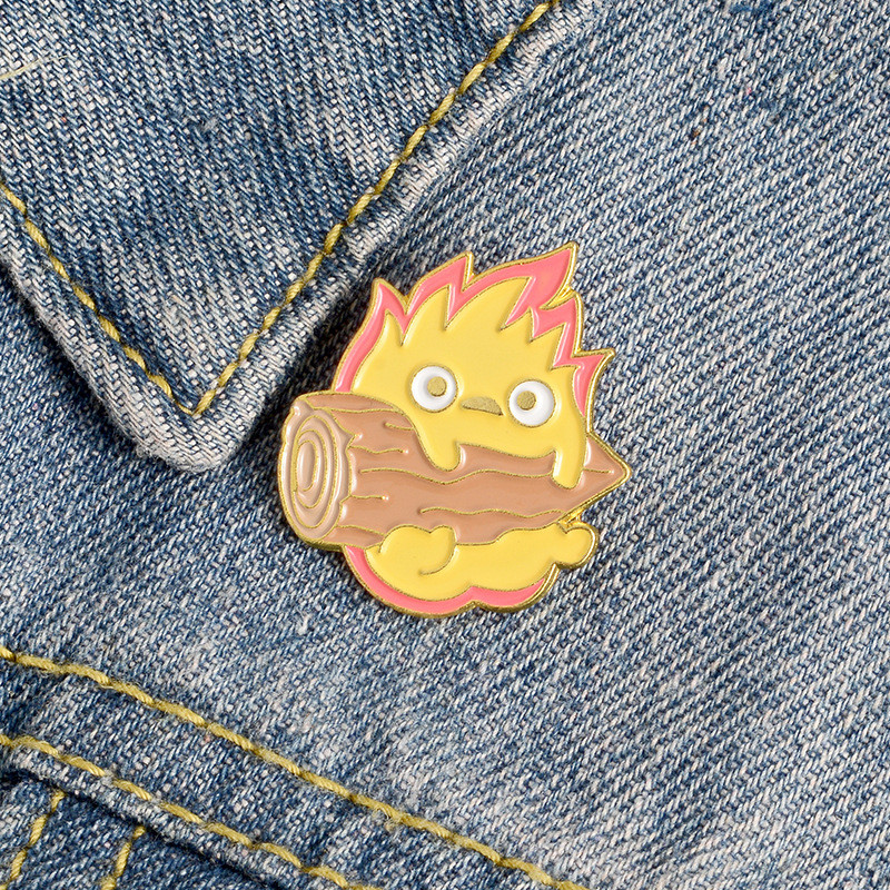 Japanese Anime Brooches Fire Elf Badge for Bag Calcifer Enamel Pin Custom Lapel Pin Buckle Howl Jewe