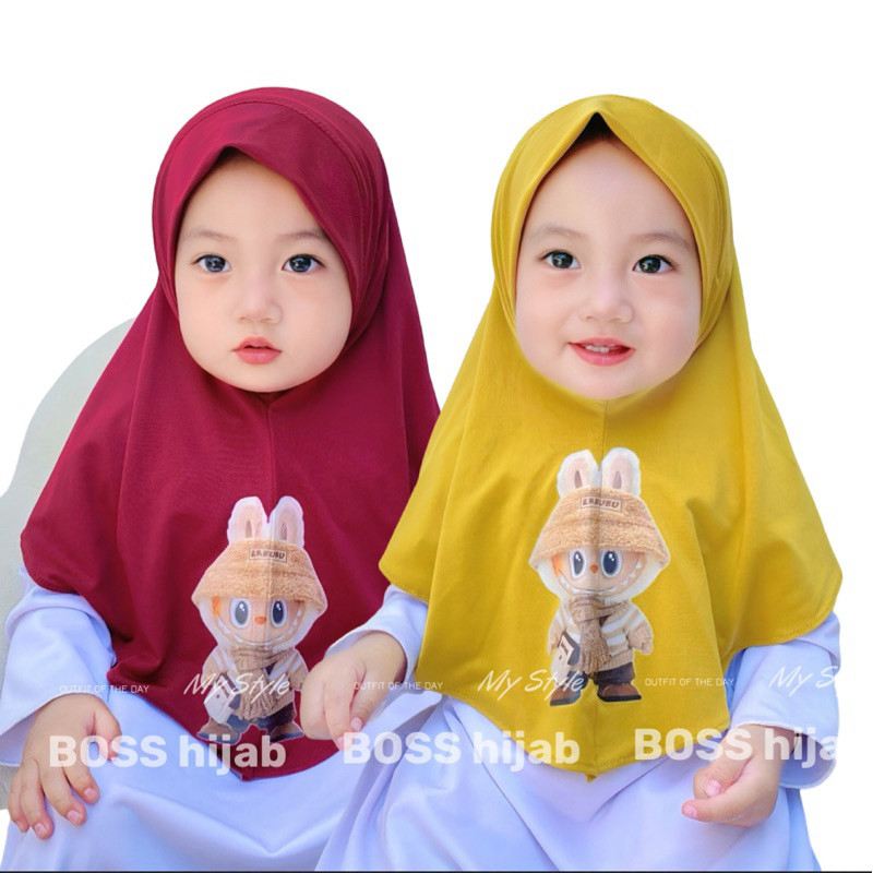 Hijab anak bayi 0 6 bulan 1 2 3 4 tahun HIJAB KARAKTER LABUBU LUCU / hijab anak bayi / jilbab anak b