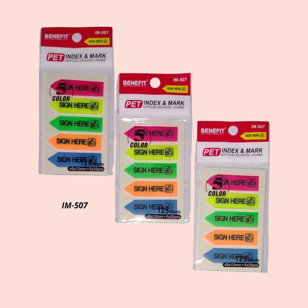 

STICKY NOTES PENANDA TANDA TANGAN STIKER SIGN HERE PANAH WARNA PLASTIK 125 LBR