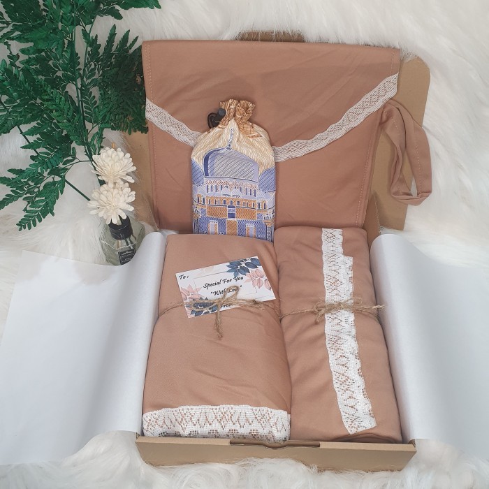 

[New]Promo Kado Box Hampers Mukena DELUXE Dewasa Gift Birthday Anniv Wedding - Cokelat