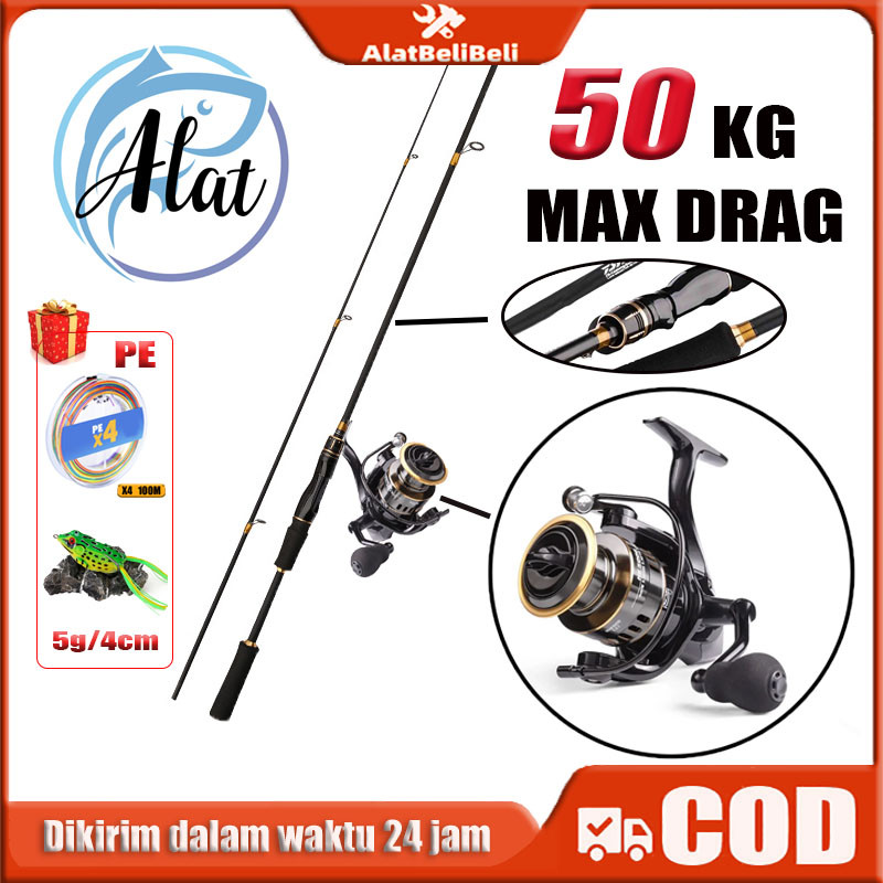 【DISKON 50% Bisa COD】SET PANCING HE SERIES PREMIUM: Joran Carbon 1.65M/1.8M/2.4M + Reel Bearing 13+1