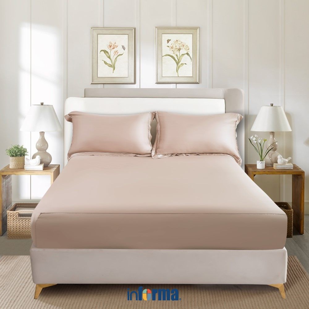 Informa 160X200 cm Seprai Queen 480 Tc Fitted C Pink - Tencel Lyocell Sprei Seprai Aesthetic Seprei 
