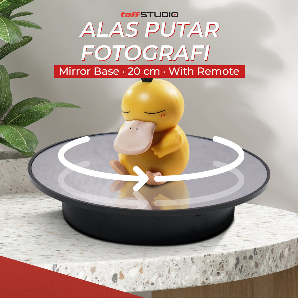 

TaffSTUDIO Alas Putar Rotating Turntable Display Stand Mirror Remote 20cm - QM104 TERLARIS
