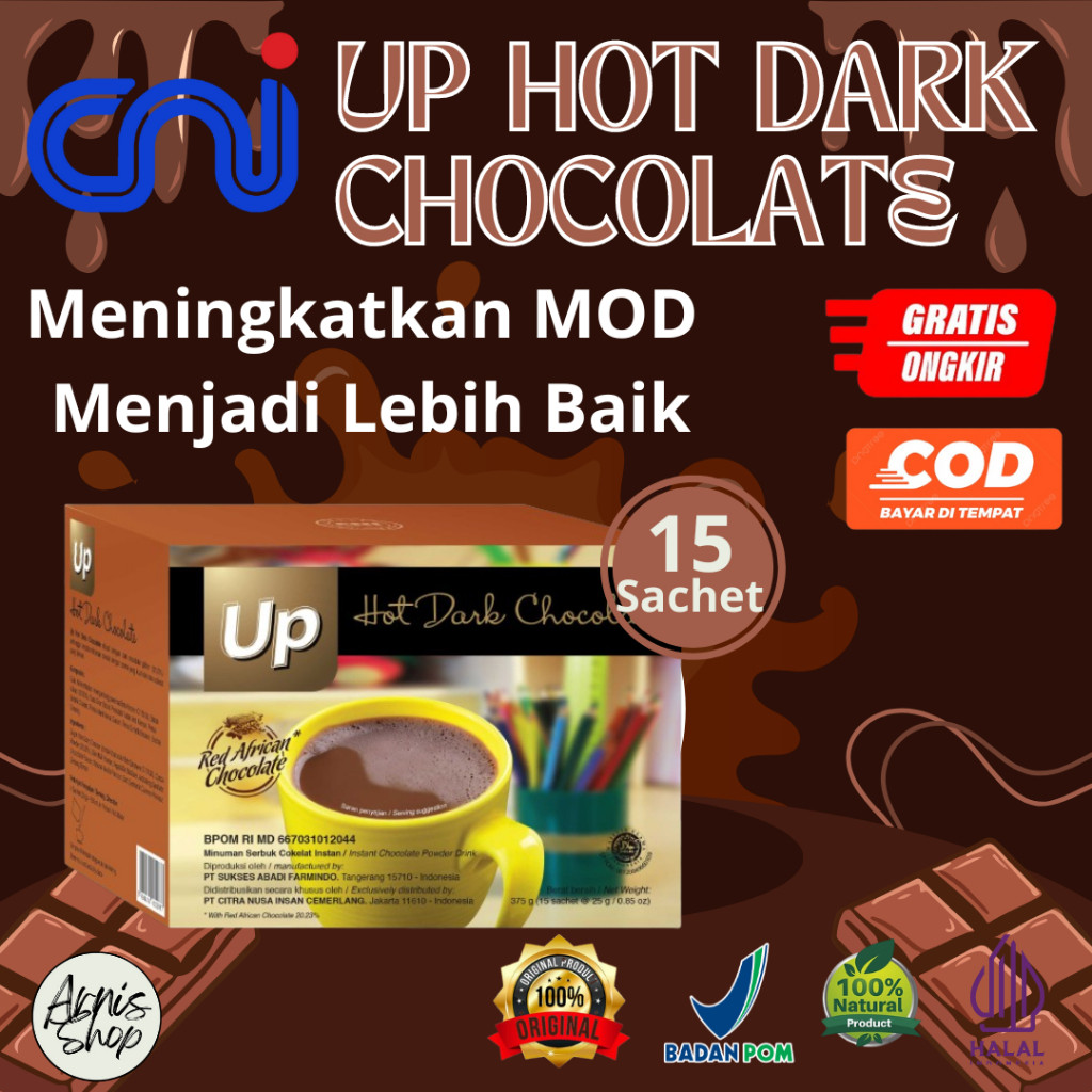 

Up Hot Dark Chocolate 15 Sachet Minuman Coklat Hitam Sehat Cegah Stres dan Meningkatan Mod