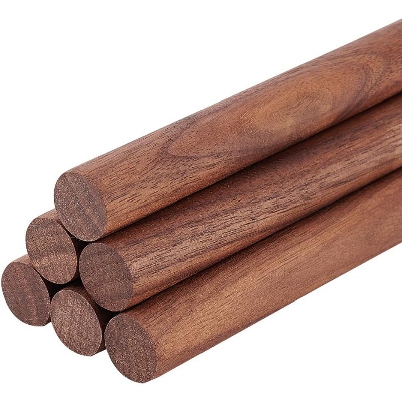 

6PCS Walnut Dowel Rod Sticks Unfinished Round Wooden Crafts Sticks for Crafts or DIY Braiding Tapestry