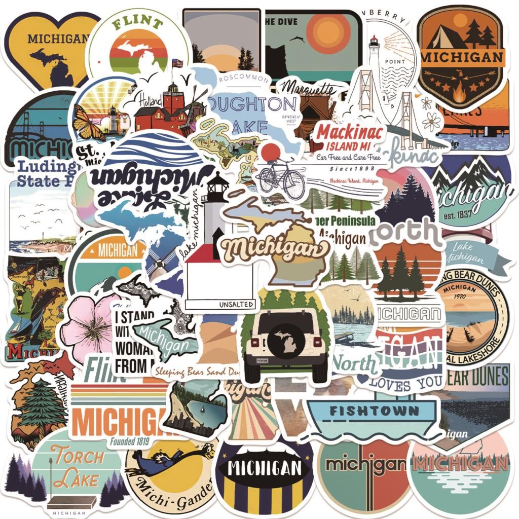 

50PCS Creative Michigan Stickers Vintage Originality DIY Notebook Luggage Motorcycle Laptop Refrigerator Graffiti Sticker Toy
