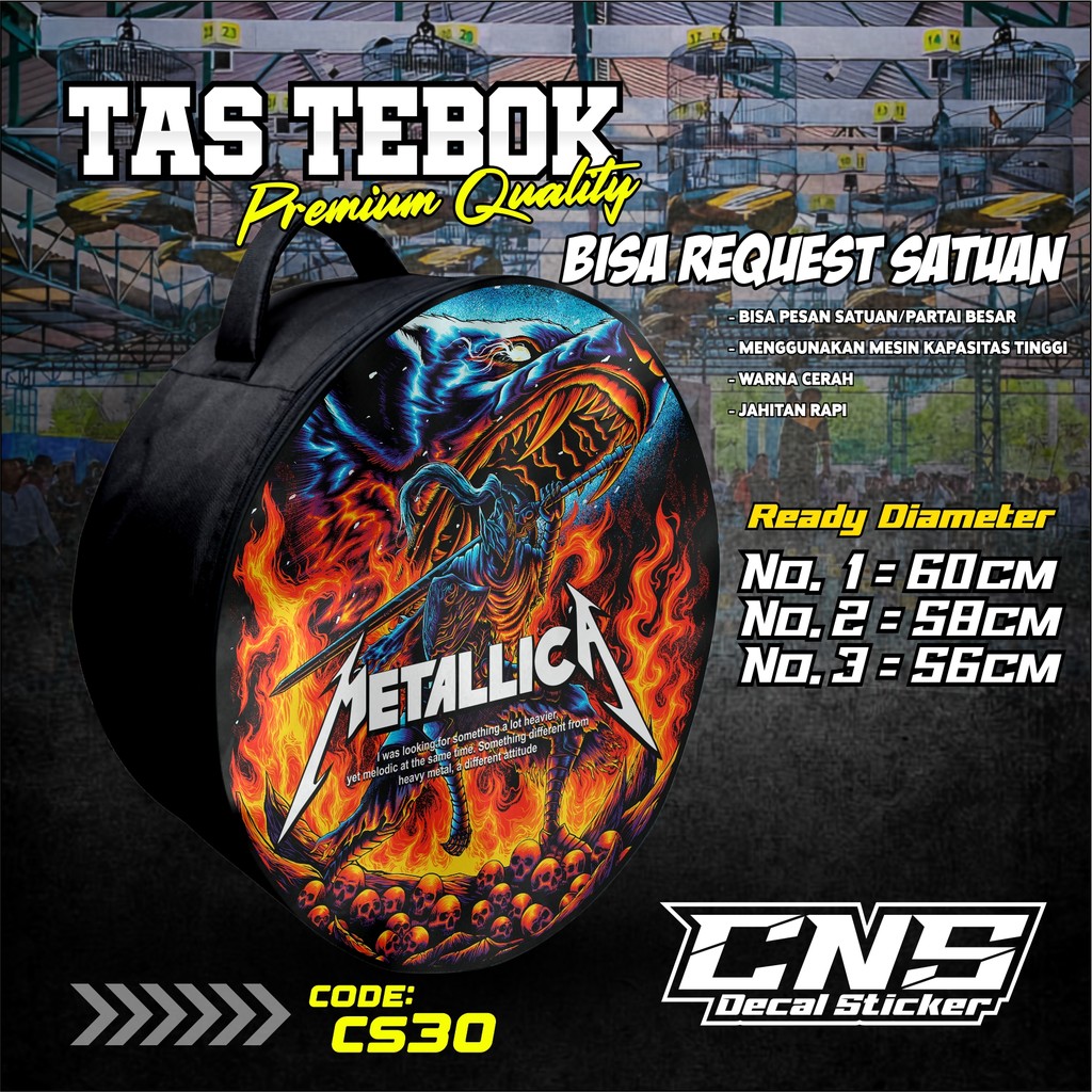 Tas Tebok Murai Motif Metallica Ransel Gendong Jinjing Bawa Tebok Sangkar Murai printing