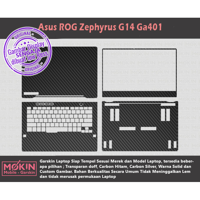 Garskin Laptop Asus-ROG-Zephyrus-G14-GA401 - Carbon