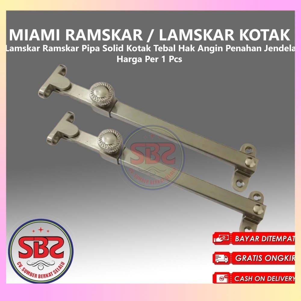 MIAMI Lamskar Ramskar Kotak Solid Tebal Hak Angin Penahan Jendela