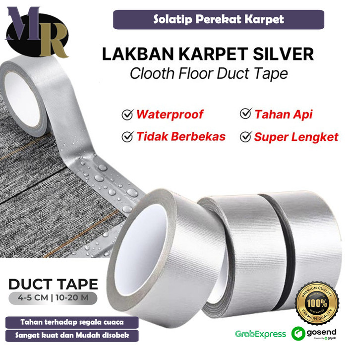

Lakban Lantai Kain Super Kuat Sticky Cloth Floor Duct Tape Lakban Solatip Perekat Isolasi Kain SIlver Abu Anti Air Water Proof Waterproof Murah - 20mm, 10Meter Terlaris
