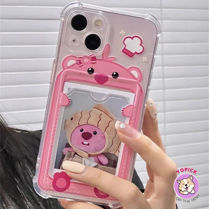 Cute Beaver Phone case can hold coins photos card inserts wallet Suitable for Vivo OPPO Iphone soft-