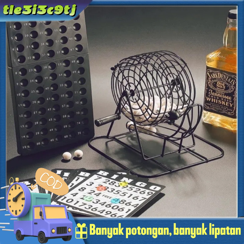 fg65ty Bingo Set dengan Keranjang Puta/Bingo Party Game Set