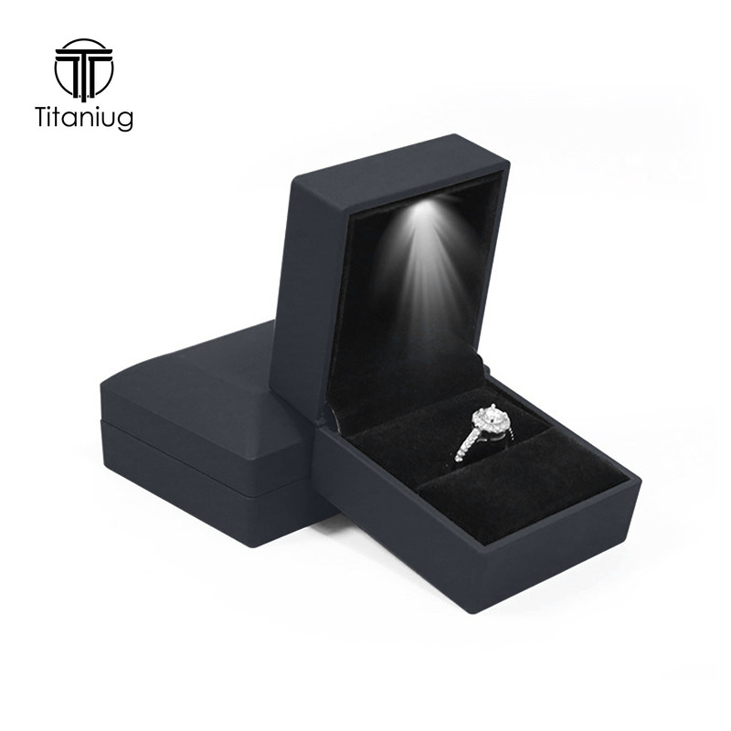 Kotak Cincin Lampu LED Kotak Penyimpanan Cincin Indah Kotak Kemasan Cincin Mode