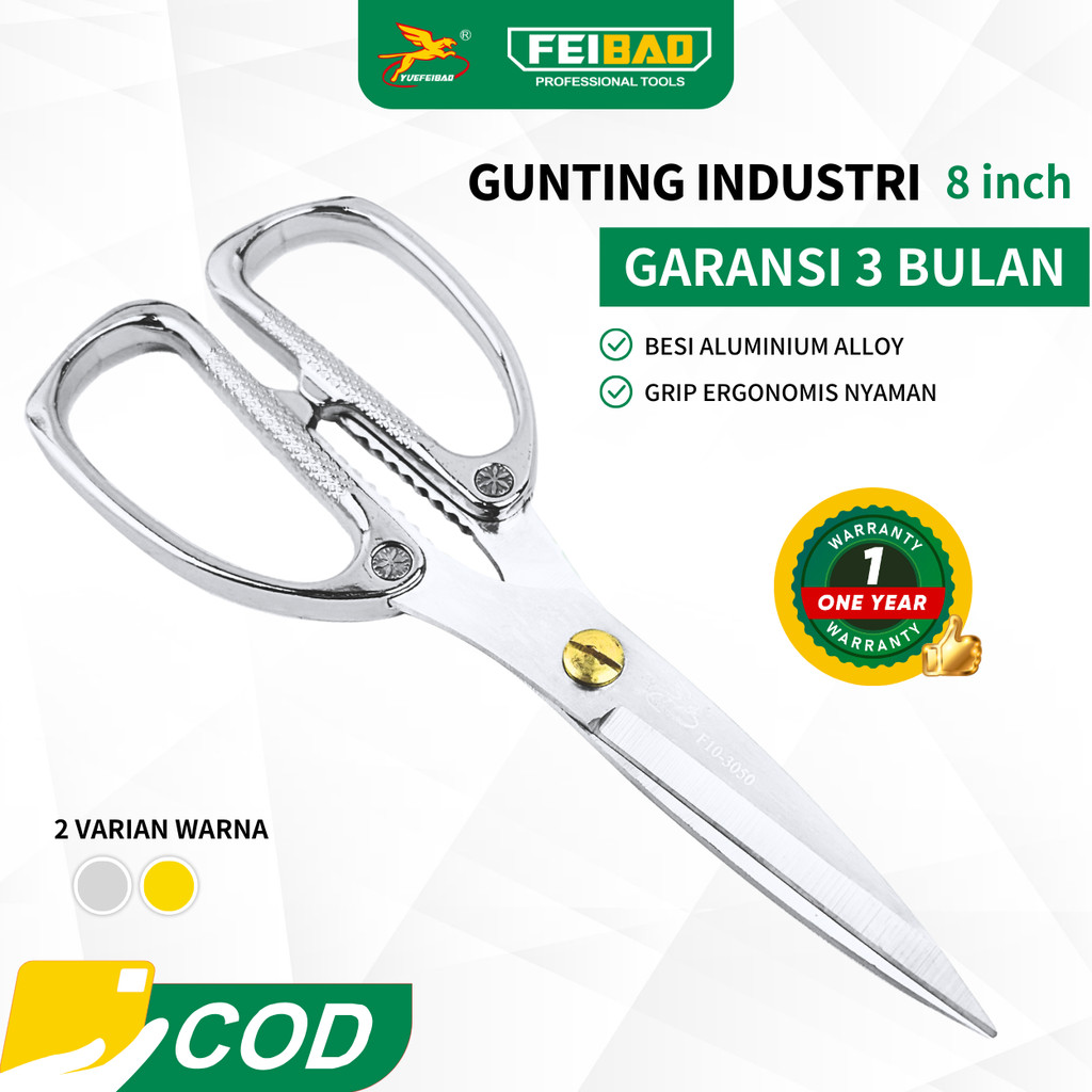 

Feibao Gunting Industri Stainless 8 Inch / Heavy Duty Scissor 200mm / Gunting Multifungsi / F10-3050