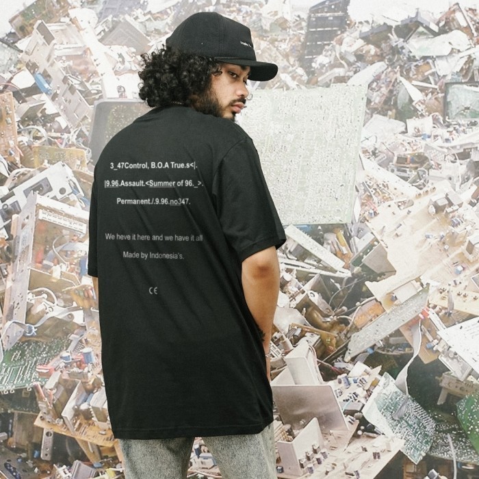 [COD] UNKL347 T-Shirt Hitam Bahan Combed Motif FONA Kaos Pria Original