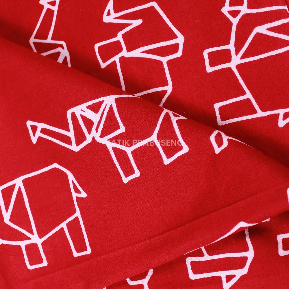 Batik Prabuseno Kain Batik Print  Origami Gajah Merah Seri Kalanata Meteran Premium  Kekinian Aesthe