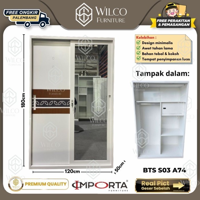 Lemari Pakaian Besi Importa BTS S03 A74 / Lemari Besi Murah Palembang