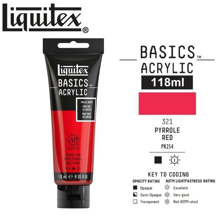 

LIQUITEX BASICS ACRYLIC 118 ML PYRROLE RED