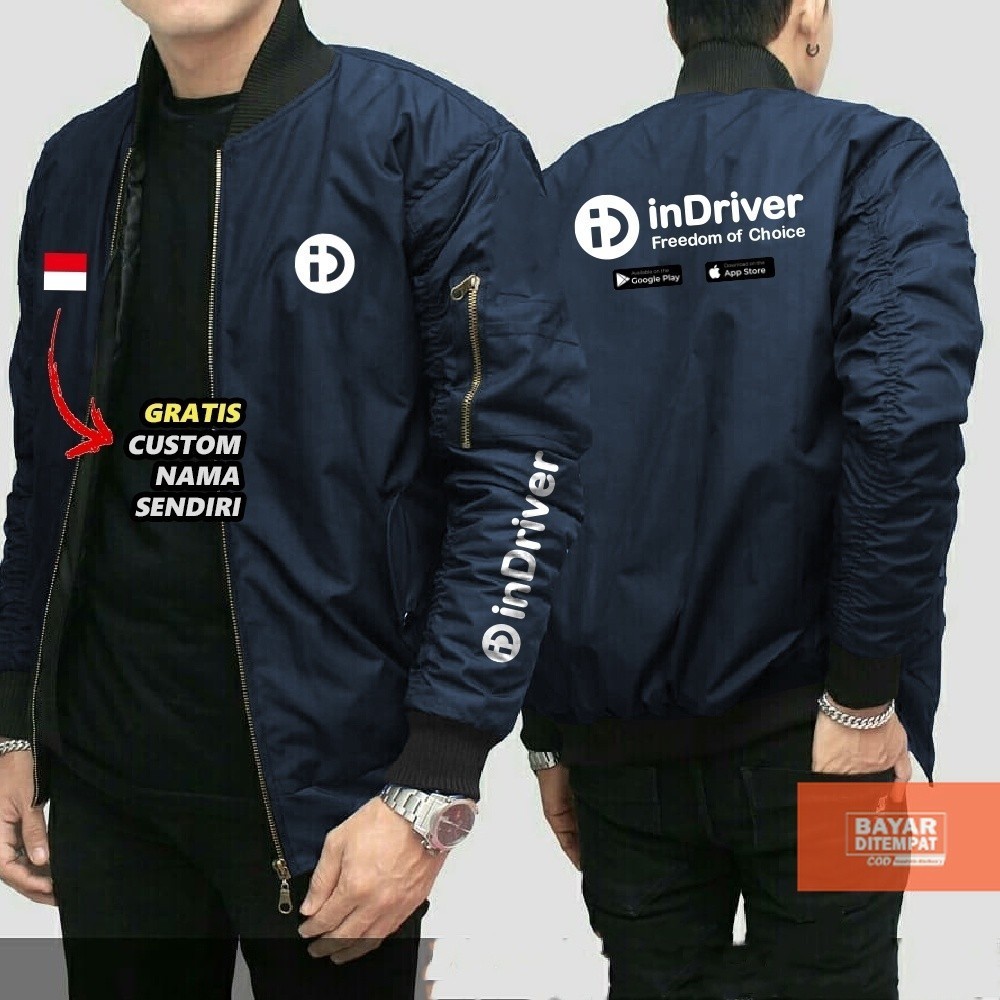 JAKET BOMBER INDRIVER SIZE L XL XXL JAKET CUSTOM SOLO  / JAKET PARASUT / DRIVER INDONESIA / PRIA WAN