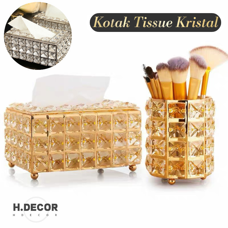 Kotak Tisu Mewah / Kotak Tissue Kristal / Tempat Tisu Emas / Tempat Tisu Kotak Makeup / kotak penyim