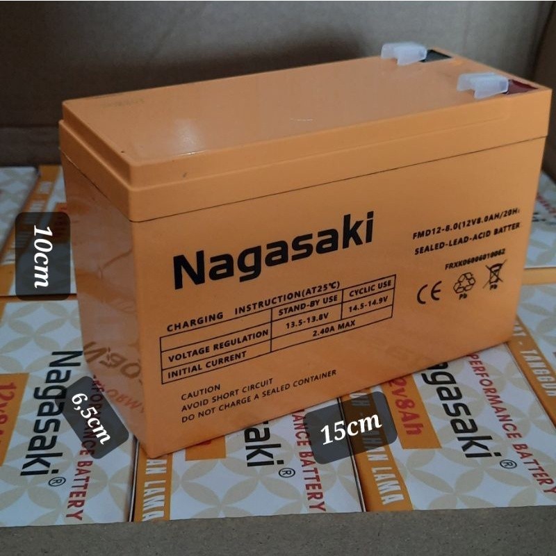Baterai kering tangki sprayer elektrik Nagasaki 12V 8AH Aki UPS
